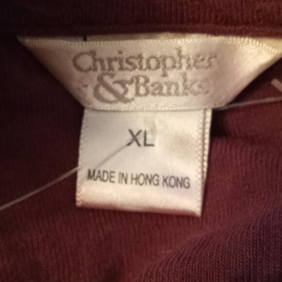 Christopher & Banks Burgundy Snap Front mid weight Jacket sz XL  /B8 - Picture 7 of 8